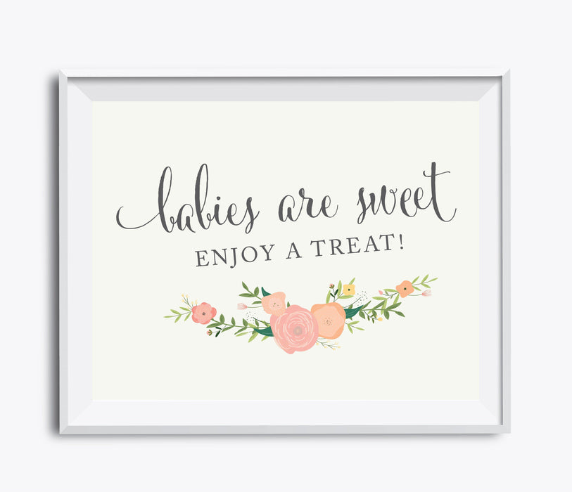Floral Roses Baby Shower Party Signs-Set of 1-Andaz Press-Babies Are Sweet, Enjoy A Treat-