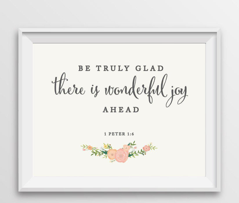 Floral Roses Biblical Quotes Wedding Signs-Set of 1-Andaz Press-Peter 1:6 - Be Truly Glad, There Is Joy-