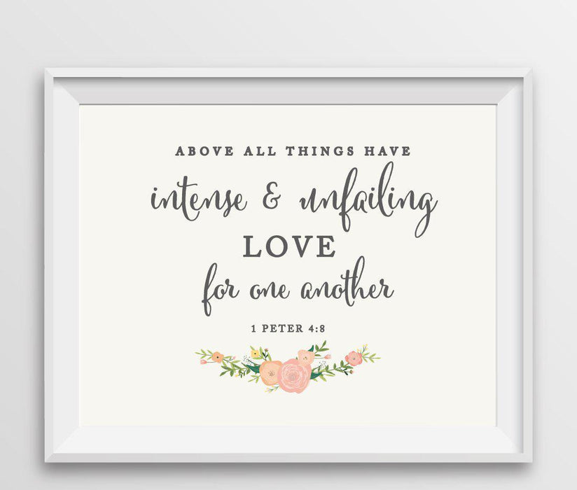 Floral Roses Biblical Quotes Wedding Signs-Set of 1-Andaz Press-Peter 4:8 - Above All Things-