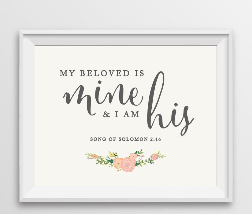 Floral Roses Biblical Quotes Wedding Signs-Set of 1-Andaz Press-Solomon 2:16 - My Beloved Is Mine-