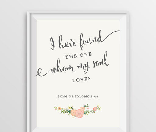 Floral Roses Biblical Quotes Wedding Signs-Set of 1-Andaz Press-Solomon 3:4 - I Have Found The One-