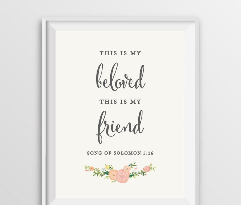 Floral Roses Biblical Quotes Wedding Signs-Set of 1-Andaz Press-Solomon 5:16 - This Is My Beloved-