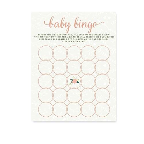Floral Roses Girl Baby Shower Baby Bingo Game Cards-Set of 20-Andaz Press-