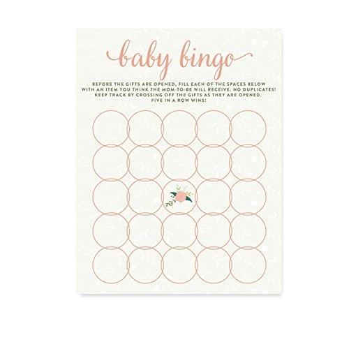 Floral Roses Girl Baby Shower Baby Bingo Game Cards-Set of 20-Andaz Press-