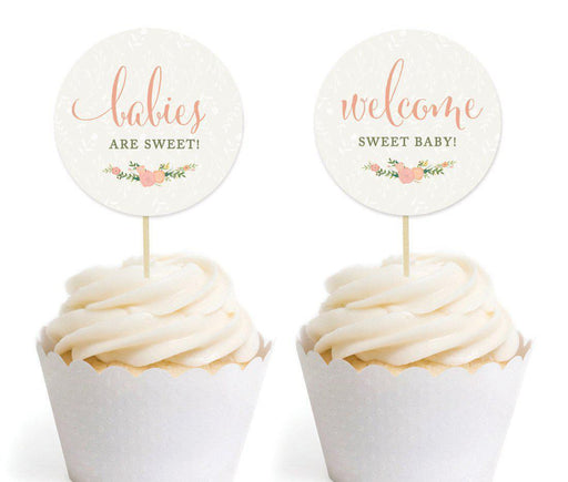 Floral Roses Girl Baby Shower Cupcake Topper DIY Party Favors Kit-Set of 20-Andaz Press-