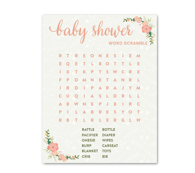 Floral Roses Girl Baby Shower Games & Fun Activities-Set of 1-Andaz Press-Diaper Thoughts-