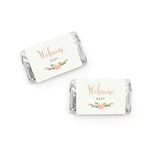 Floral Roses Girl Baby Shower Hershey's Miniatures Mini Candy Bar Wrappers-Set of 36-Andaz Press-