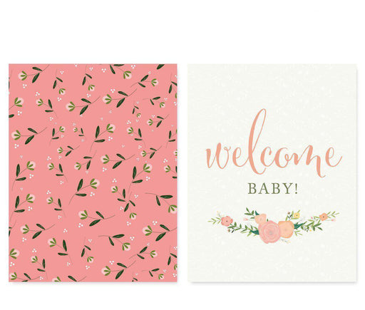 Floral Roses Girl Baby Shower Party Signs & Banner Decorations-Set of 20-Andaz Press-