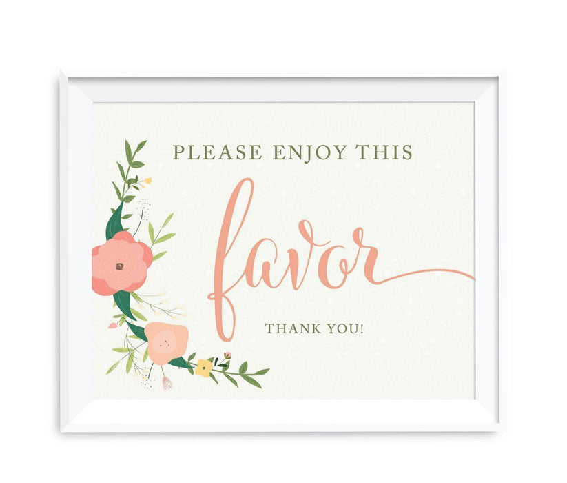 Floral Roses Girl Baby Shower Party Signs-Set of 1-Andaz Press-Please Enjoy This Favor, Thank You-