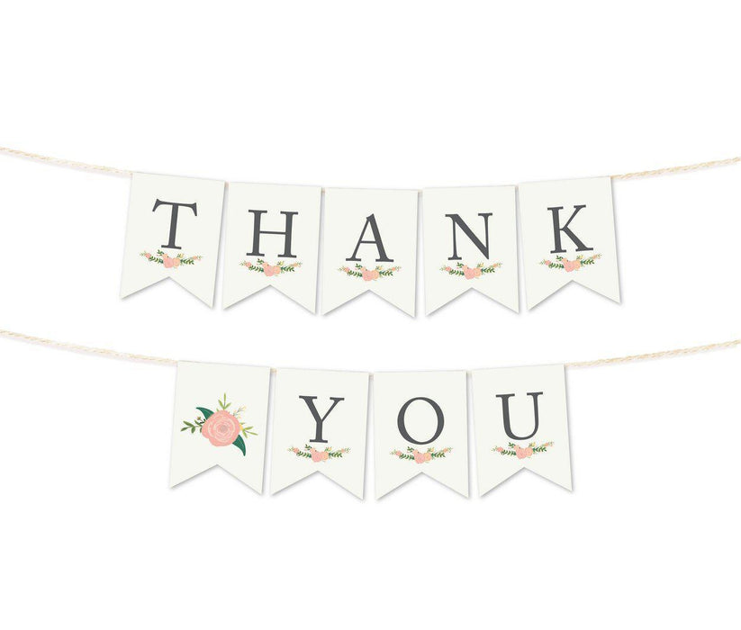 Floral Roses Girl Baby Shower Pennant Party Banner-Set of 1-Andaz Press-It's A Girl!-