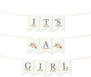 Floral Roses Girl Baby Shower Pennant Party Banner-Set of 1-Andaz Press-It's A Girl!-