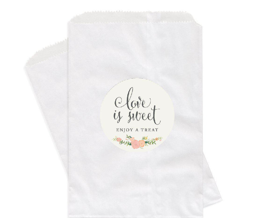 Floral Roses Love is Sweet Enjoy a Treat Favor Bags-Set of 24-Andaz Press-