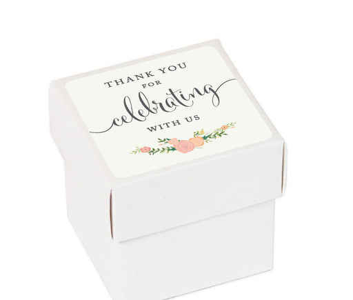 Floral Roses Square Party Favor Boxes, Thank You for Celebrating With Us-Set of 20-Andaz Press-