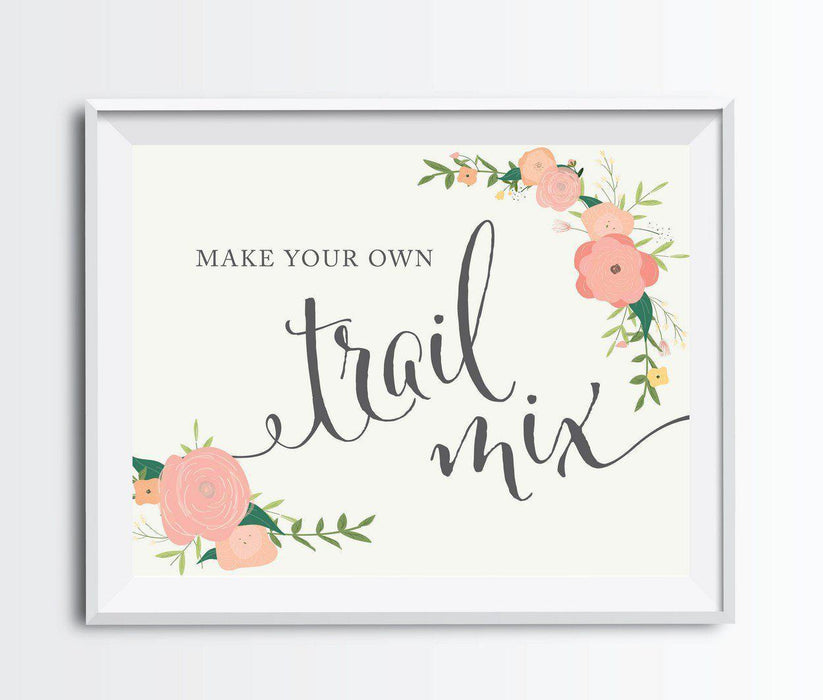 Floral Roses Wedding Favor Party Signs-Set of 1-Andaz Press-Build Your Own Trail Mix-