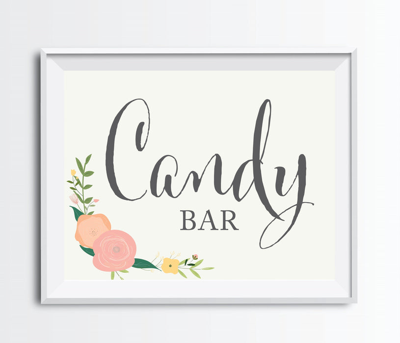 Floral Roses Wedding Favor Party Signs-Set of 1-Andaz Press-Candy Bar-