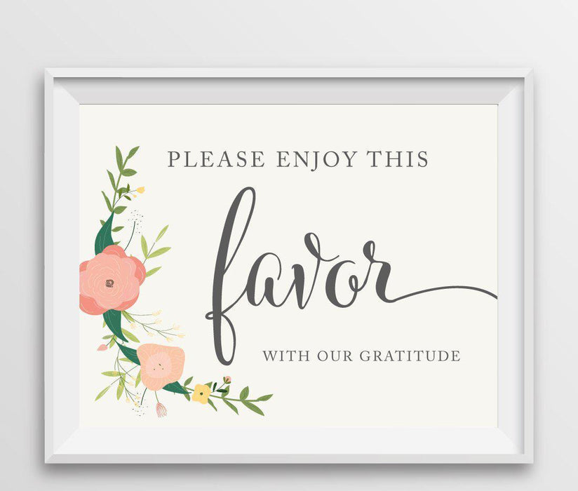 Floral Roses Wedding Favor Party Signs-Set of 1-Andaz Press-Please Enjoy Favor With Our Gratitude-