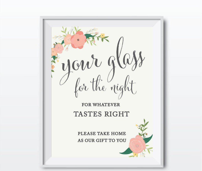Floral Roses Wedding Favor Party Signs-Set of 1-Andaz Press-Your Glass For The Night-