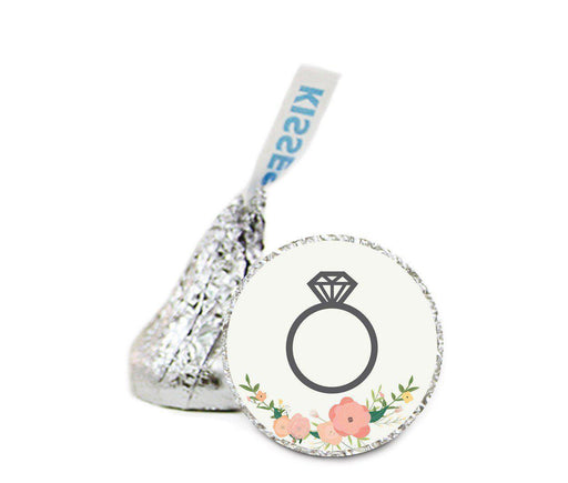 Floral Roses Wedding Hershey's Kisses Stickers-Set of 216-Andaz Press-Double Hearts-