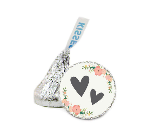 Floral Roses Wedding Hershey's Kisses Stickers-Set of 216-Andaz Press-Double Hearts-