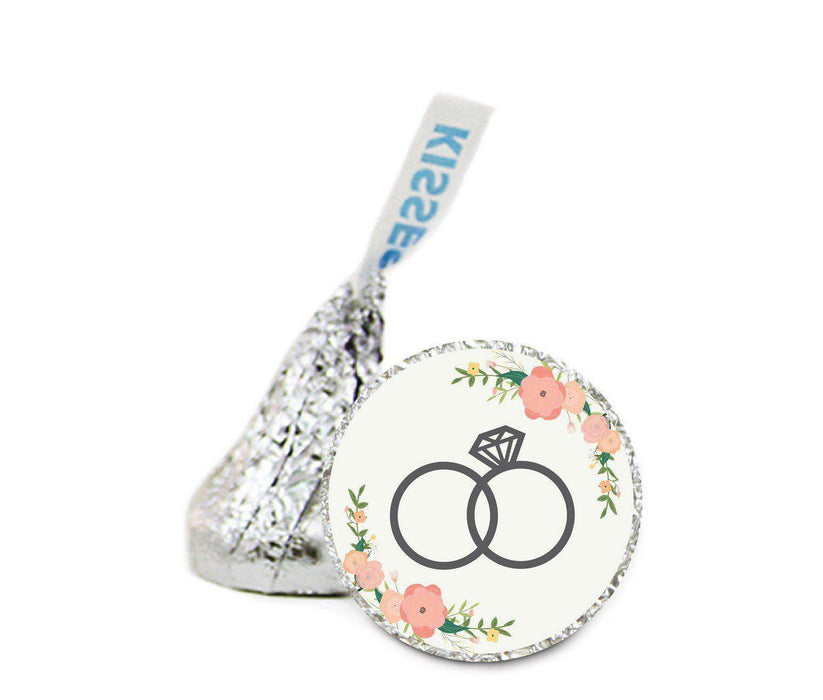 Floral Roses Wedding Hershey's Kisses Stickers-Set of 216-Andaz Press-Double Rings-