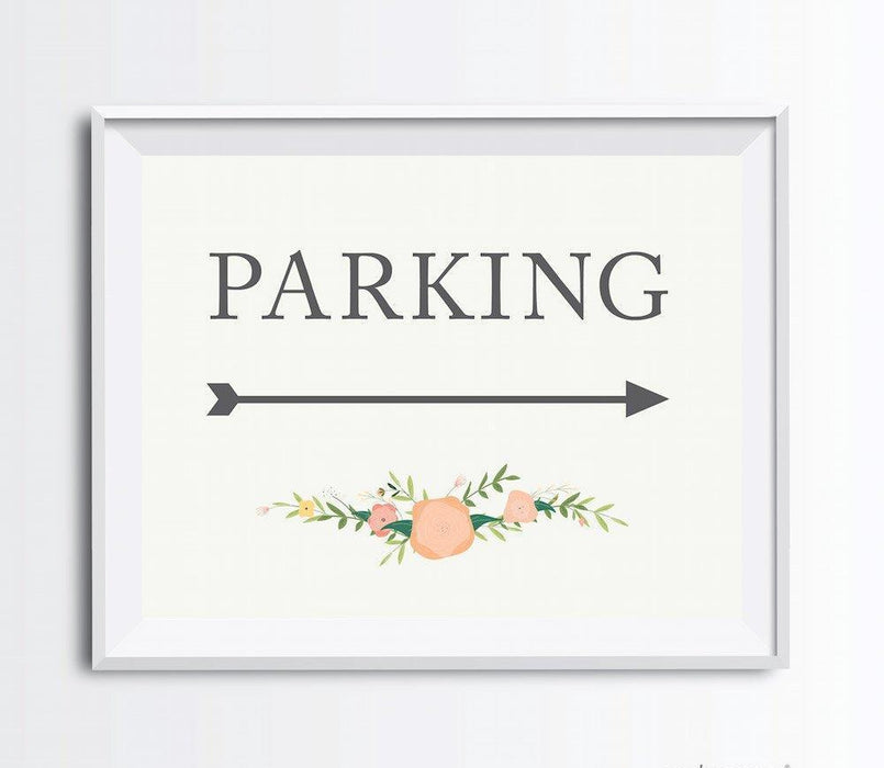 Floral Roses Wedding Party Directional Signs, Double-Sided Big Arrow-Set of 1-Andaz Press-Restrooms-
