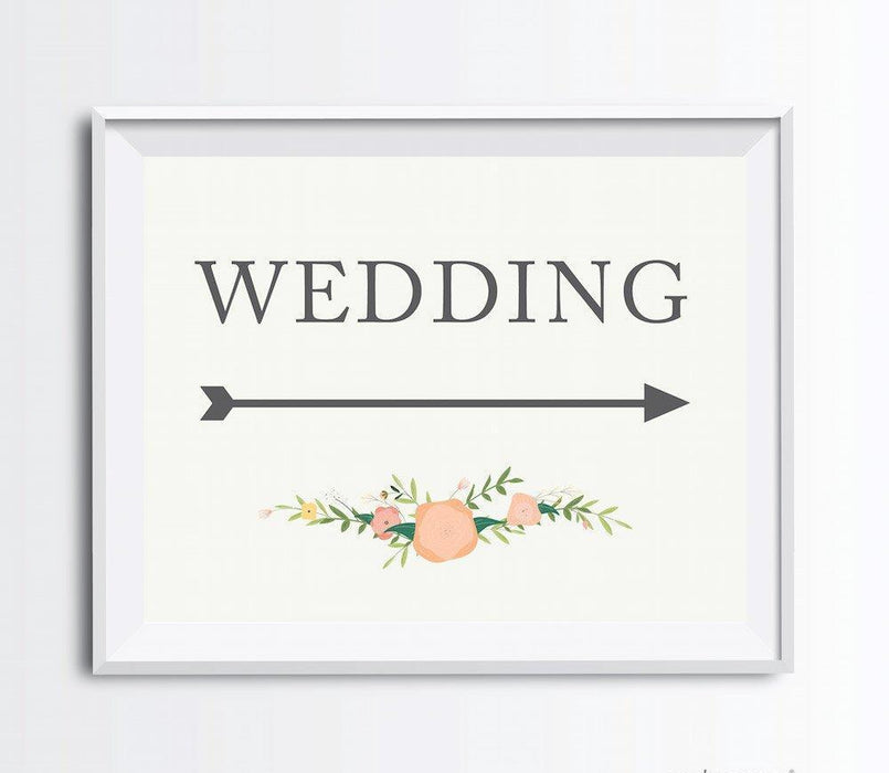 Floral Roses Wedding Party Directional Signs, Double-Sided Big Arrow-Set of 1-Andaz Press-Restrooms-