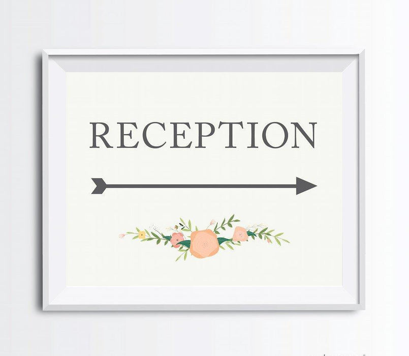 Floral Roses Wedding Party Directional Signs, Double-Sided Big Arrow-Set of 1-Andaz Press-Restrooms-