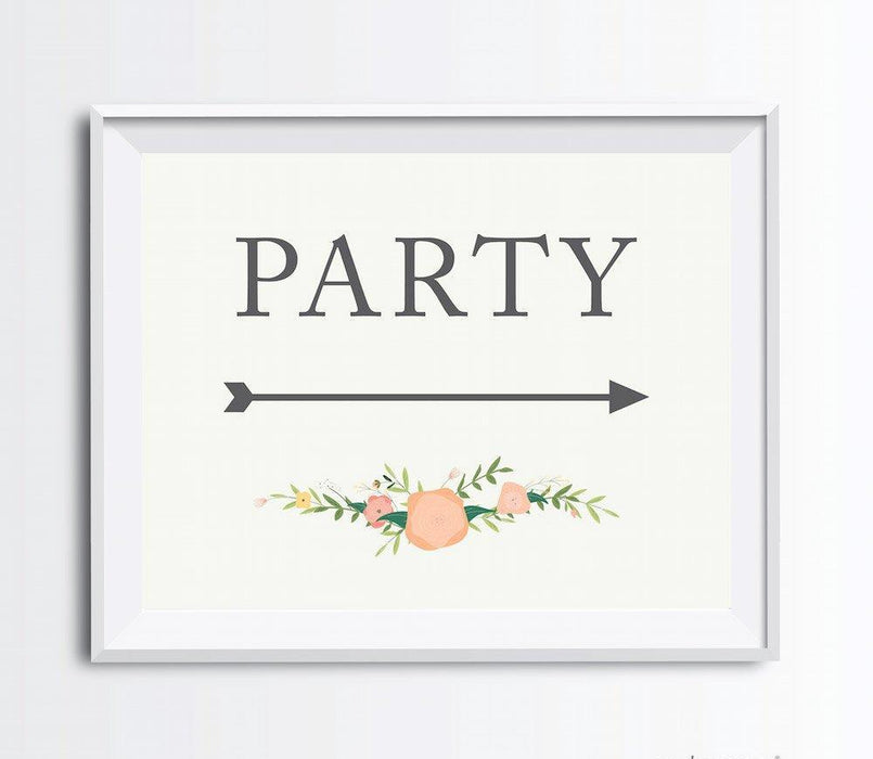 Floral Roses Wedding Party Directional Signs, Double-Sided Big Arrow-Set of 1-Andaz Press-Party-