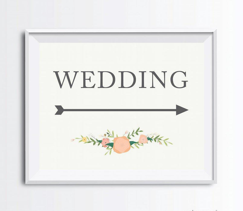 Floral Roses Wedding Party Directional Signs, Double-Sided Big Arrow-Set of 1-Andaz Press-Wedding-