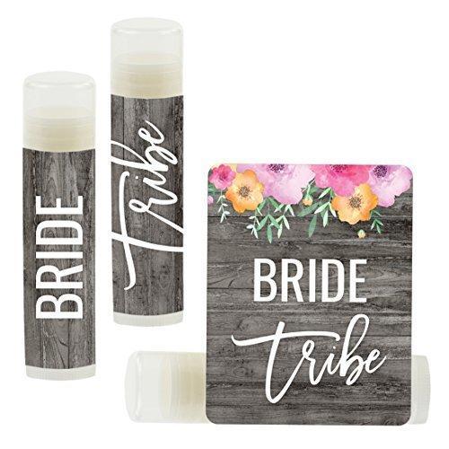 Florals on Gray Rustic Wood, Lip Balm Party Favors-Set of 12-Andaz Press-Bride Tribe-