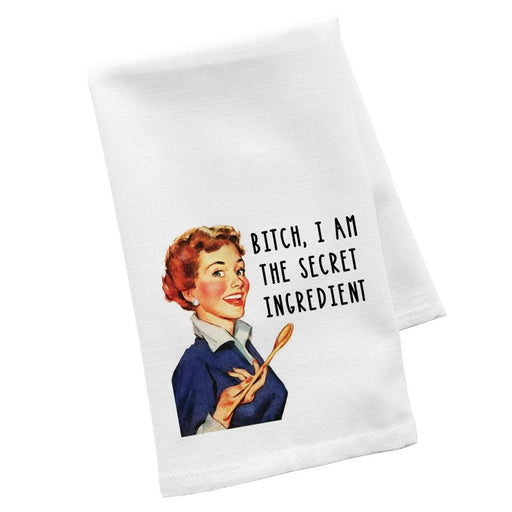 Flour Sack Tea Towels, Kitchen Gifts for Mom, Daughter, Couples, Set of 1-Set of 1-Andaz Press-Bitch, I am The Secret Ingredient-