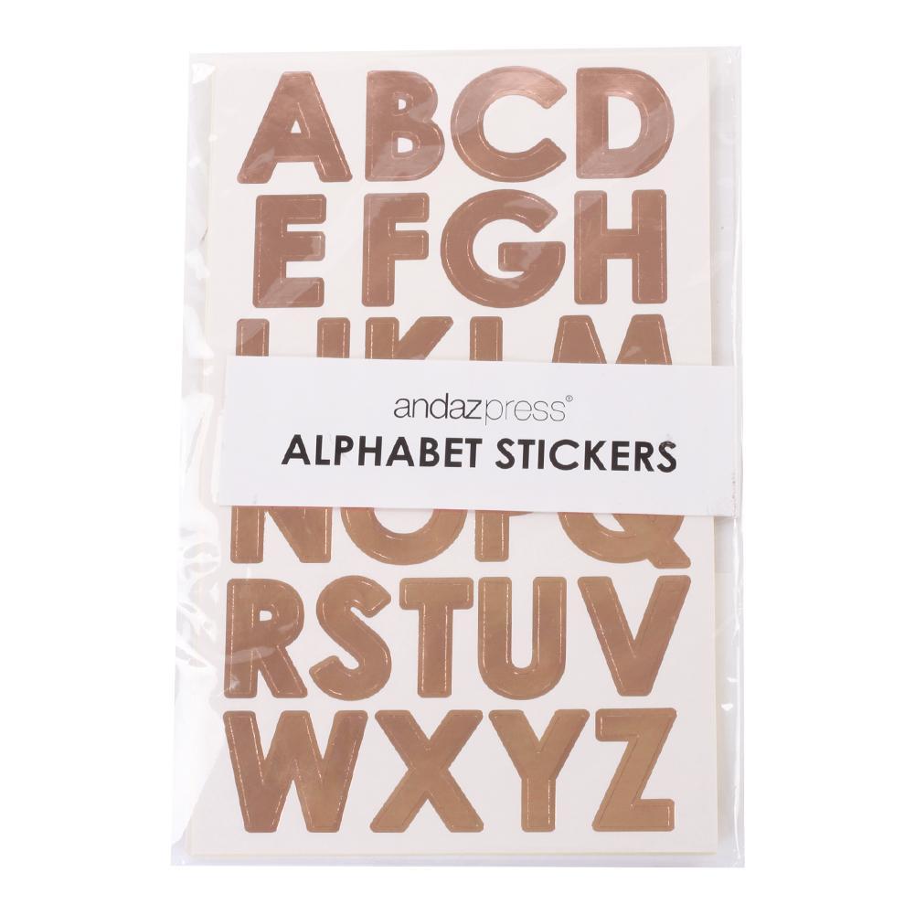 Andaz Press Large Rose Gold Foil Alphabet Sticker Letters, Big 1-Inch Labels for Wedding, Kids Birthday, Classroom Teacher Supplies, Crafting, Scrapbo