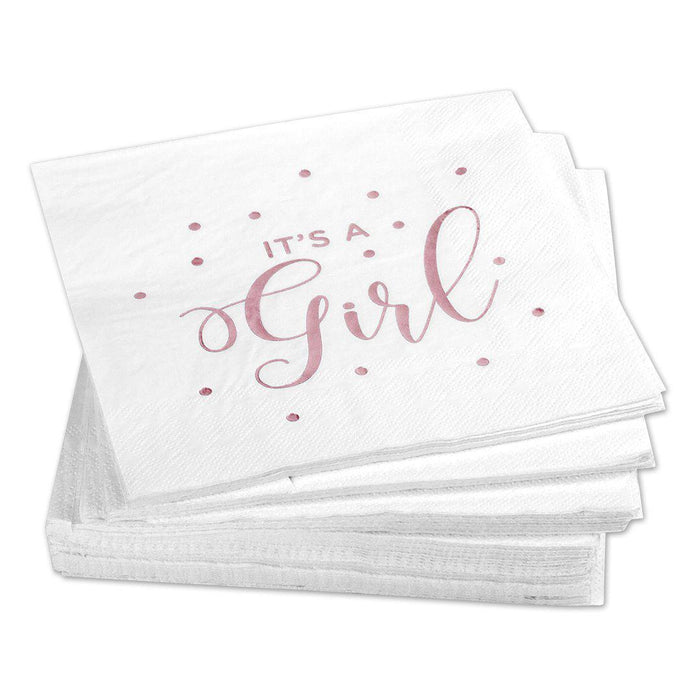 Foil It's a Girl Tableware Napkins-Set of 50-Koyal Wholesale-