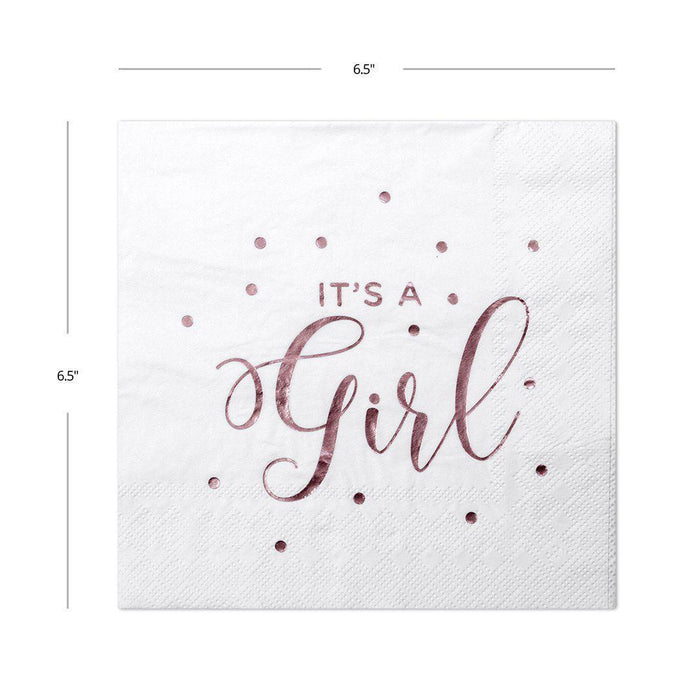 Foil It's a Girl Tableware Napkins-Set of 50-Koyal Wholesale-