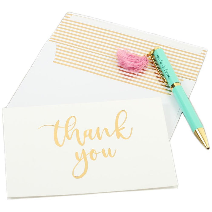 Foil Letterpress Thank You Cards with Self Seal Envelopes-Set of 100-Andaz Press-