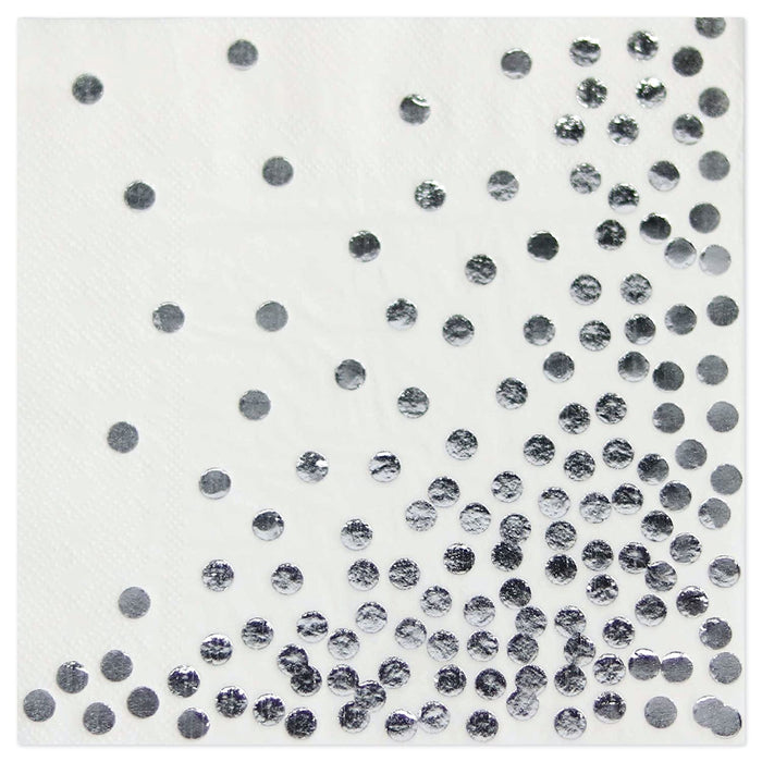 Foil Polka Dot Tableware Napkins-Set of 50-Andaz Press-Silver-