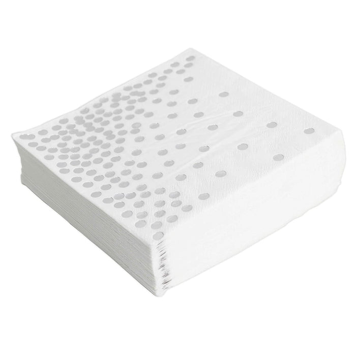 Foil Polka Dot Tableware Napkins-Set of 50-Andaz Press-Silver-