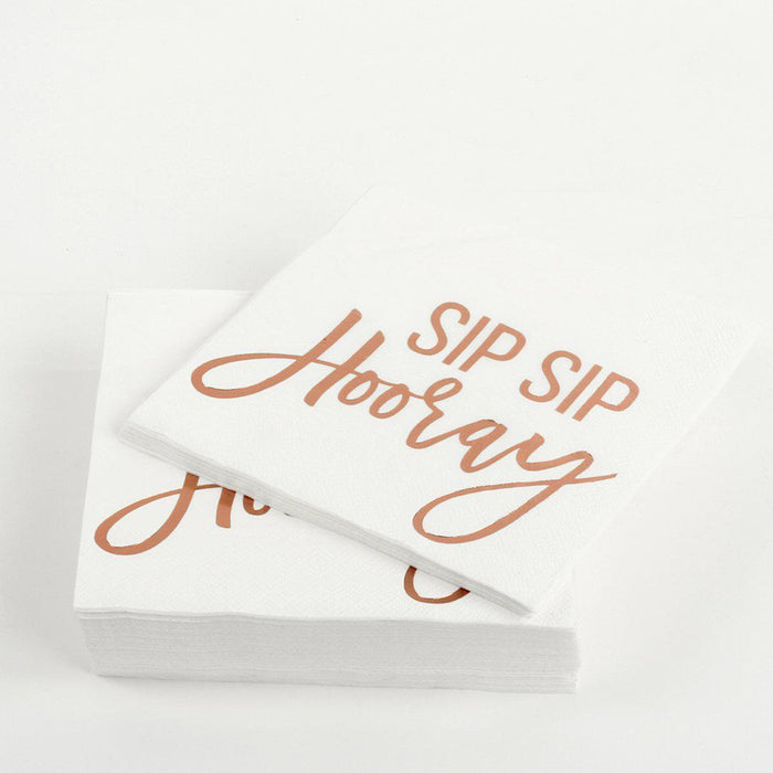 Foil Sip Sip Hooray Tableware Napkins-Set of 50-Andaz Press-