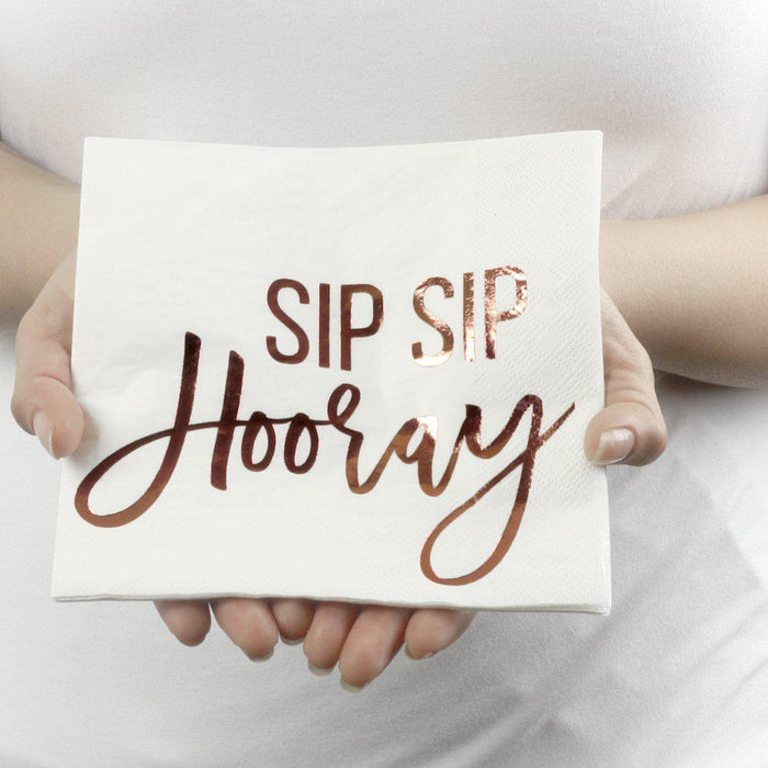 Foil Sip Sip Hooray Tableware Napkins-Set of 50-Andaz Press-