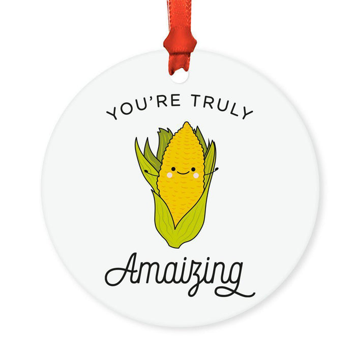 Food Pun 1 Round MDF Christmas Tree Ornaments-set of 1-Andaz Press-Chai-