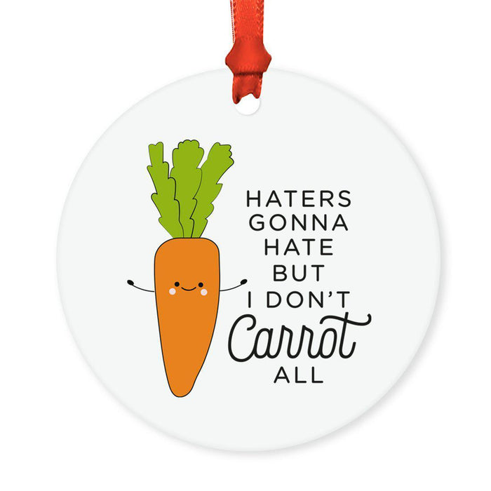 Food Pun 1 Round MDF Christmas Tree Ornaments-set of 1-Andaz Press-Carrot-