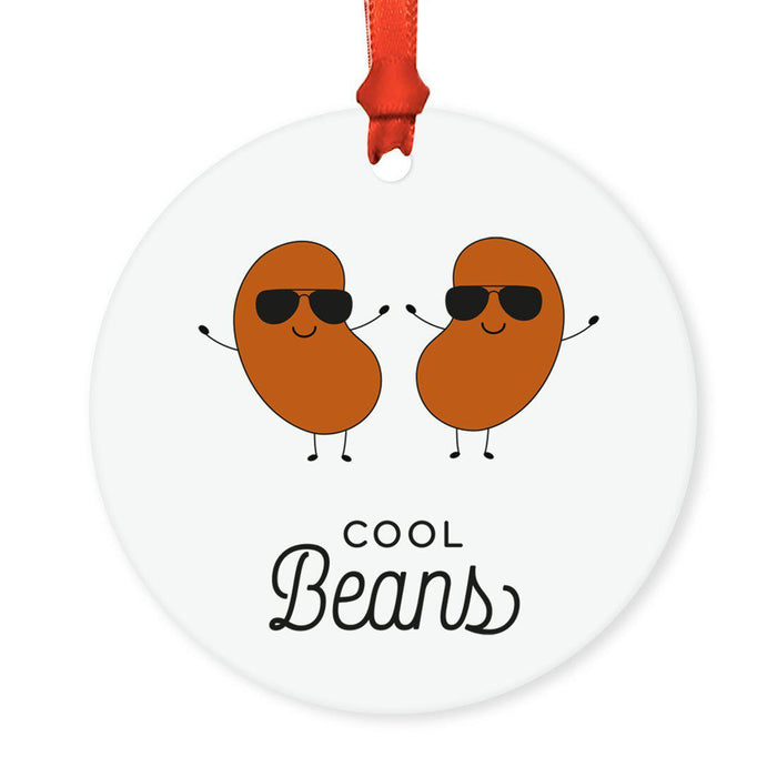 Food Pun 1 Round MDF Christmas Tree Ornaments-set of 1-Andaz Press-Cool Beans-