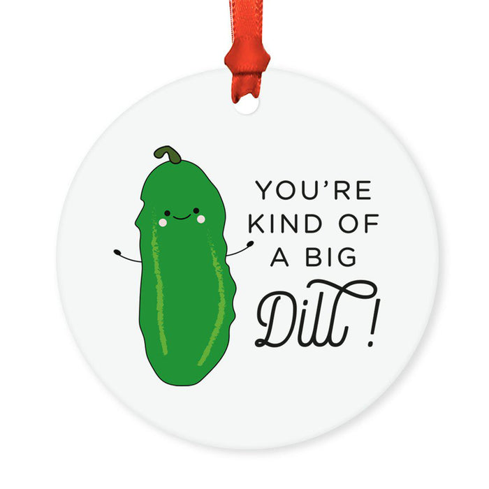 Food Pun 1 Round MDF Christmas Tree Ornaments-set of 1-Andaz Press-Pickle-