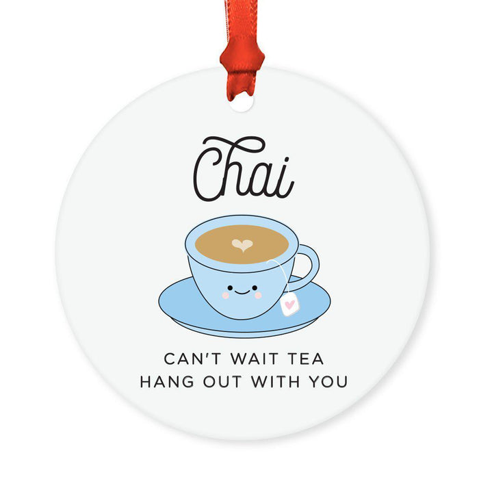 Food Pun 1 Round MDF Christmas Tree Ornaments-set of 1-Andaz Press-Chai-