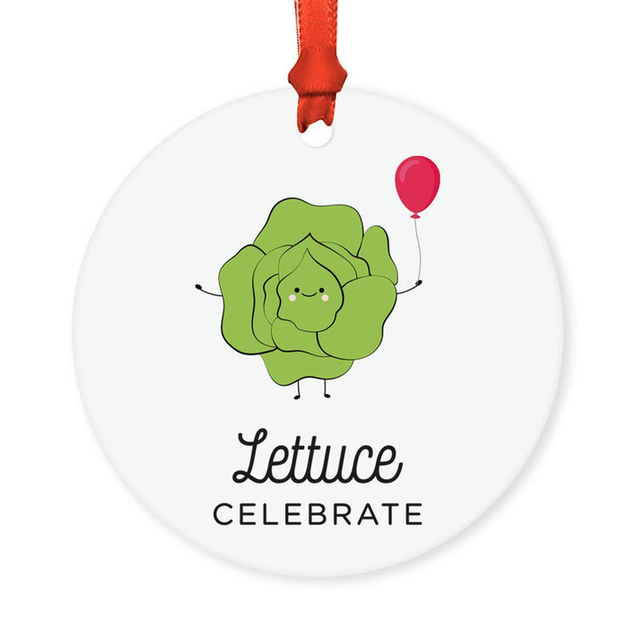 Food Pun 2 Round MDF Christmas Tree Ornaments-Set of 1-Andaz Press-Waffle-