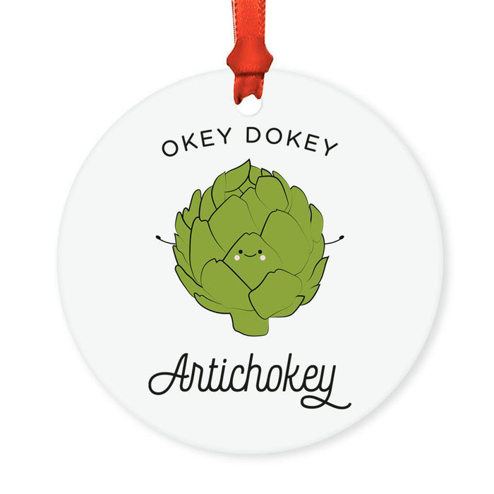 Food Pun 2 Round MDF Christmas Tree Ornaments-Set of 1-Andaz Press-Waffle-