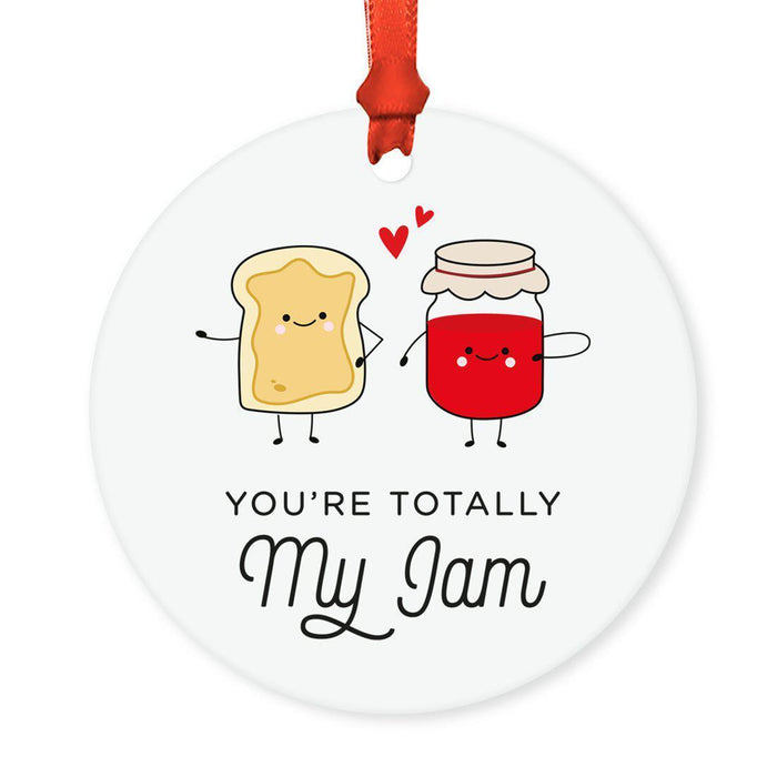 Food Pun 2 Round MDF Christmas Tree Ornaments-Set of 1-Andaz Press-Waffle-