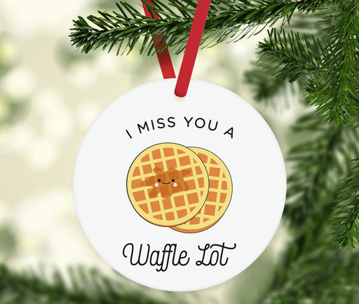 Food Pun 2 Round MDF Christmas Tree Ornaments-Set of 1-Andaz Press-Waffle-