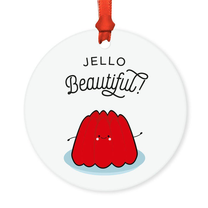 Food Pun 2 Round MDF Christmas Tree Ornaments-Set of 1-Andaz Press-Waffle-