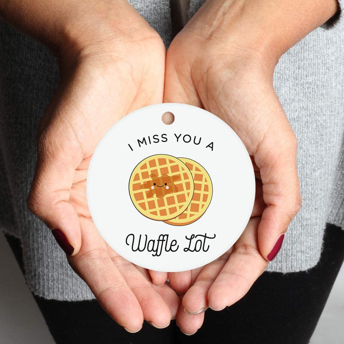 Food Pun 2 Round MDF Christmas Tree Ornaments-Set of 1-Andaz Press-Waffle-